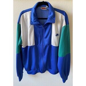 Vintage NIKE Spell Out Swoosh Color Block Grey Tag Track Jacket  80s 90s Size L
